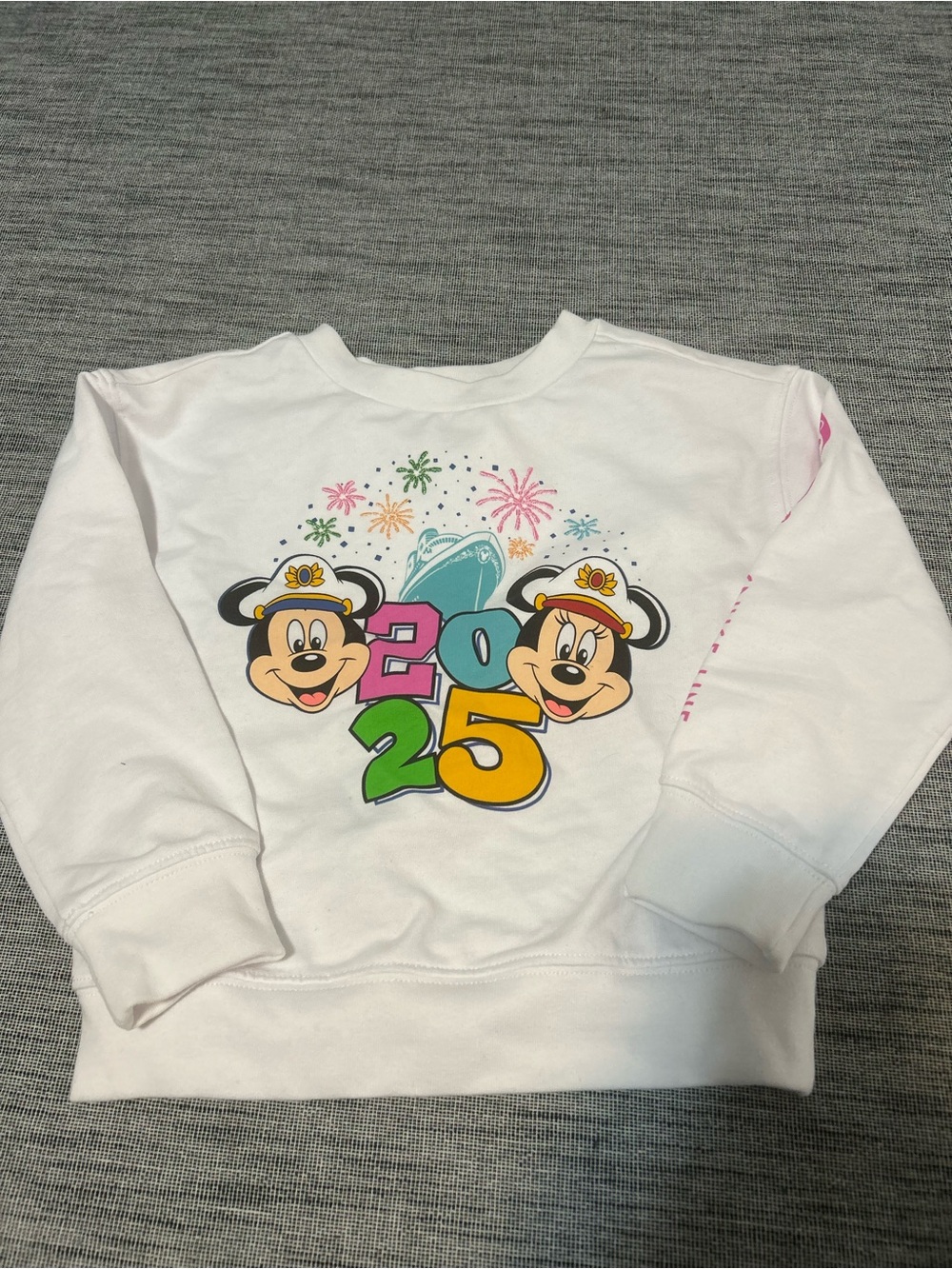 Disney Cruise Line Toddler 3 Years White Crew Neck Sweater 2025 Captain Mickey